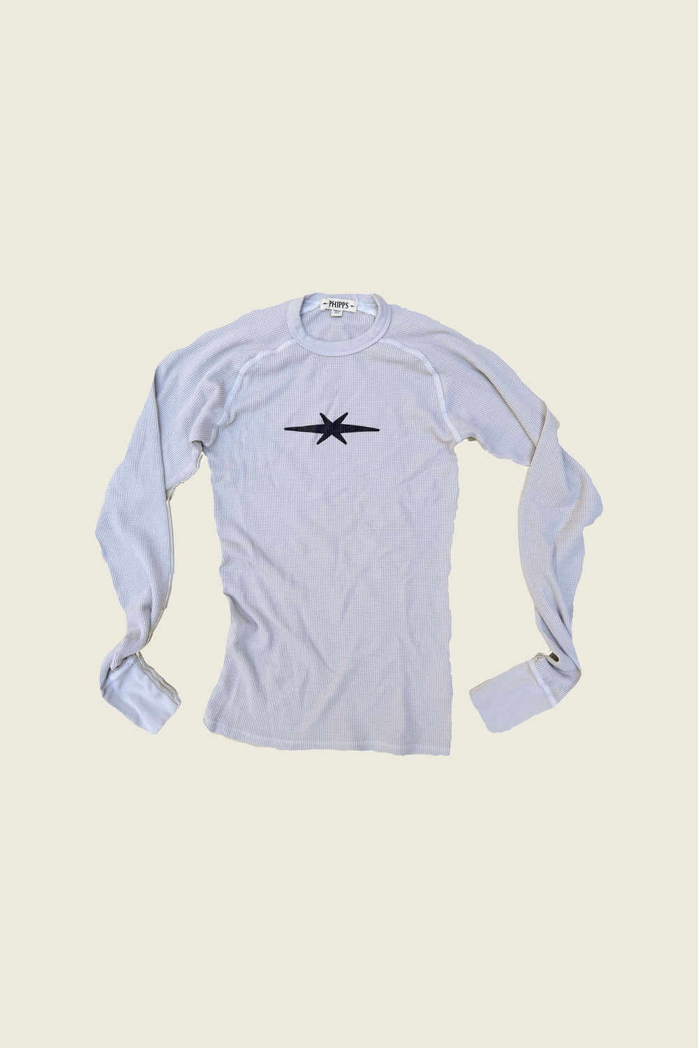 WAFFLE KNIT LONG SLEEVE LOGO T