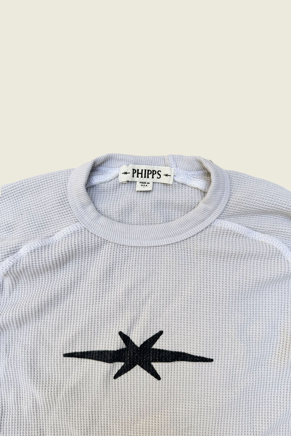 WAFFLE KNIT LONG SLEEVE LOGO T