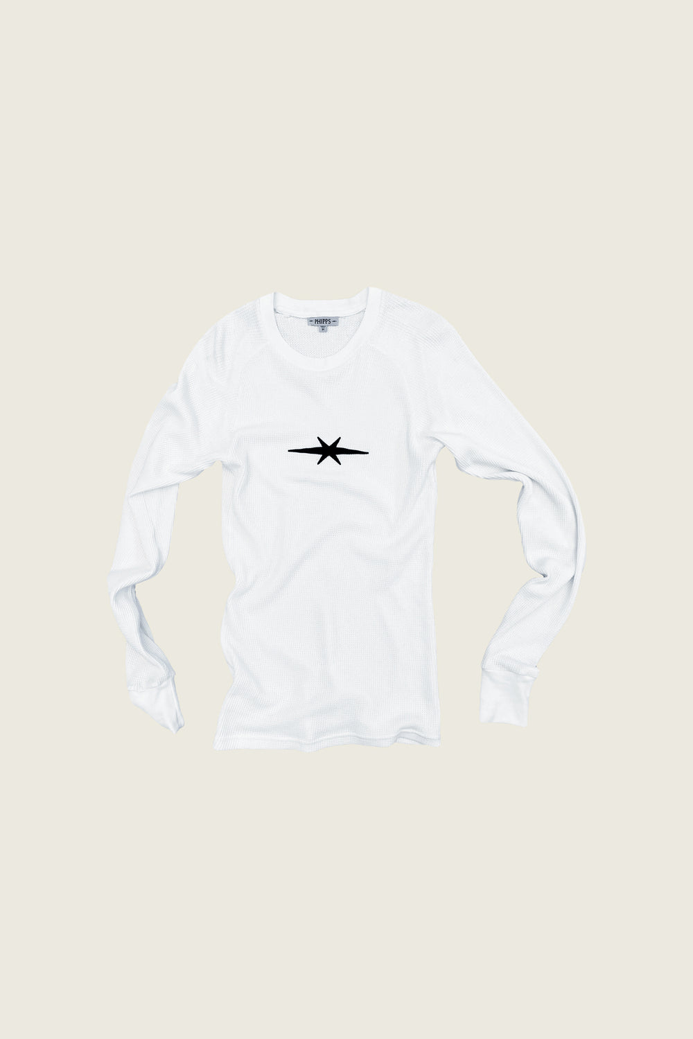 WAFFLE KNIT LONG SLEEVE LOGO T
